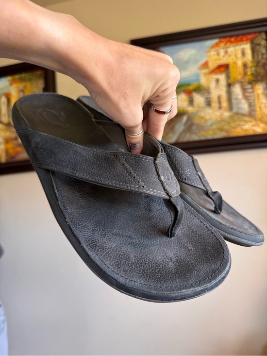 Olukai Leather Nui-M Men’s Flip Flops Sandals 12 Black main image 14